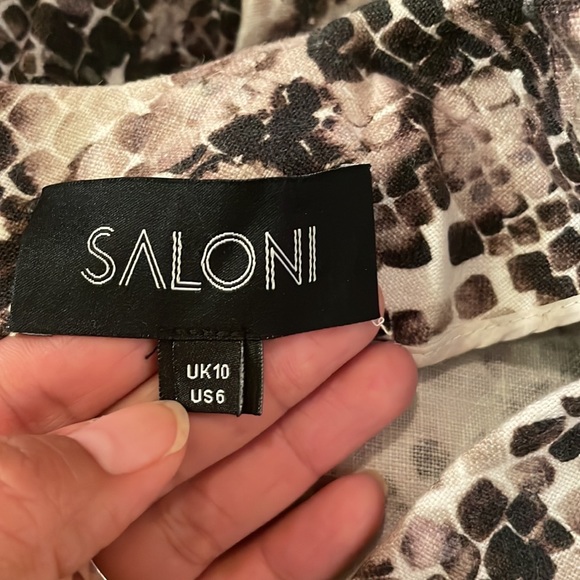 Saloni Phyton Print 100% Linen- Anthracite Jumpsuit - Picture 10 of 12